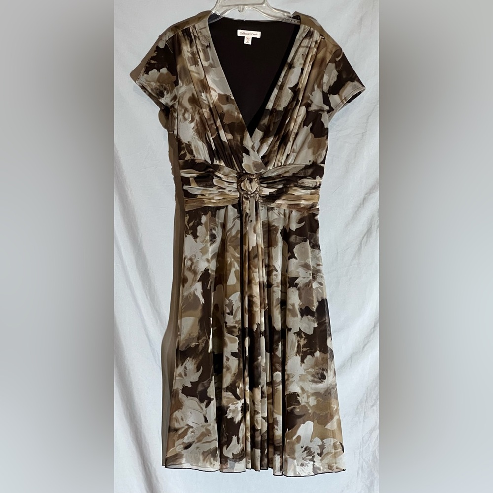 Coldwater Creek Cap Sleeve Floral Dress Size M
